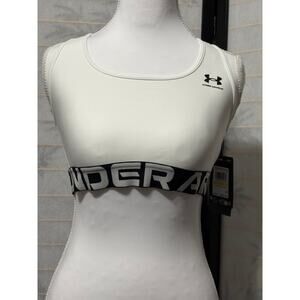 Under Armour Womens Mid Sports Bra Medium White HeatGear Racerback Gym Core Y2K